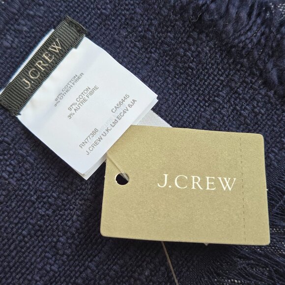 NWT J. Crew Cotton Scarf Navy & White - Picture 2 of 12
